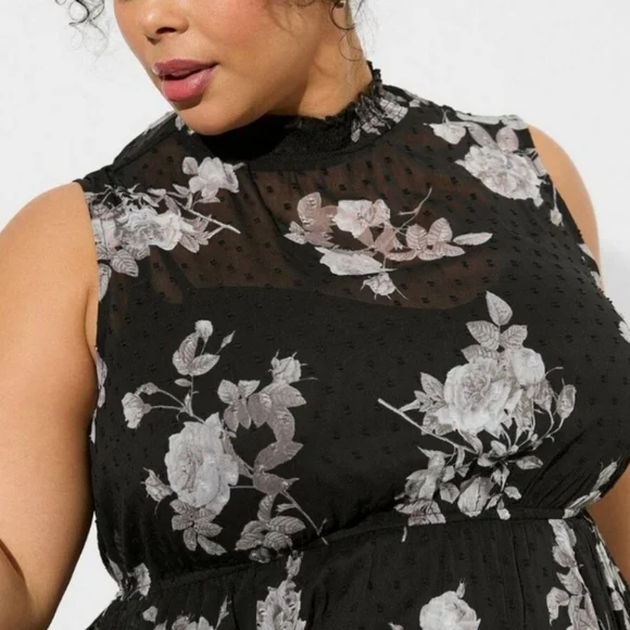 Torrid Clip Dot Mock Neck Midi Dress - Picture 2 of 11